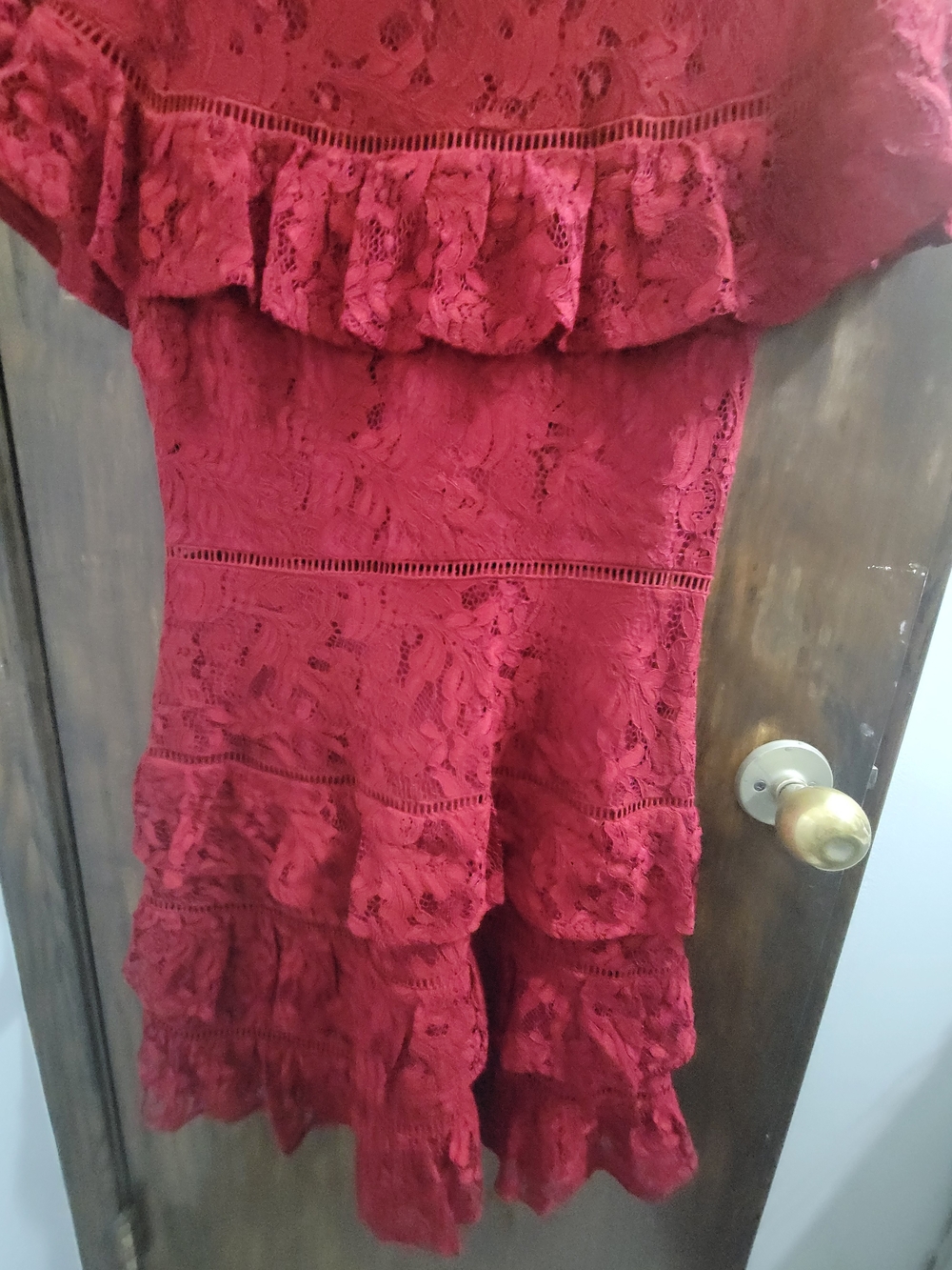 Bb Dakota Rsvp Red Lace Ruffled Mini Dress - Picture 5 of 7